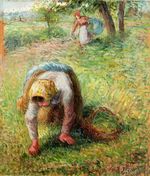 Камиль Писсарро Крестьянка собирает траву 1883г